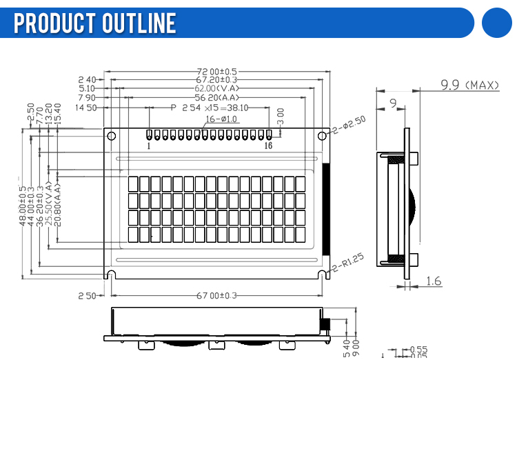 European Blue Film White Letters 1604B-2 Character LCD Screen LCD Industrial Computer LCD Screen