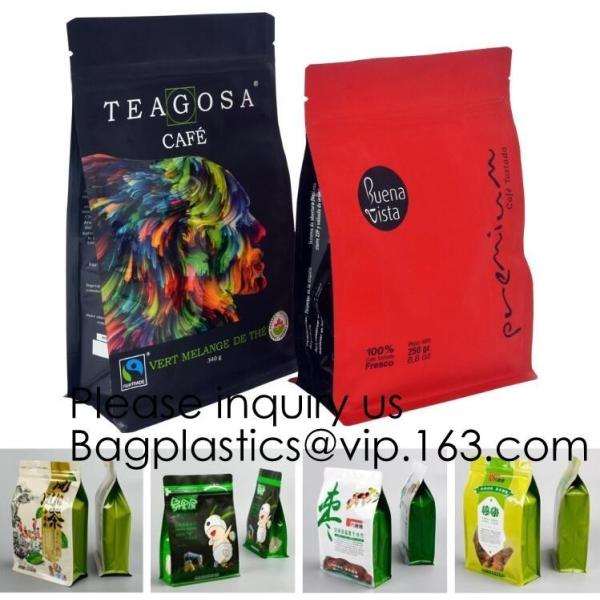Biodegradable Stand Up Pouch With Zipper For Apparel,Custom printed flat bottom box pouch 1kg coffee bag with degassing