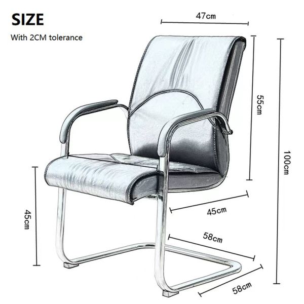 High Back Office PU Leather Chair 3 in 1 Ergonomic Adjustable Without Wheels
