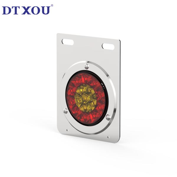 Stainless steel waterproof 4-inch circular LED bracket, semi trailer truck tail light, turn brake light