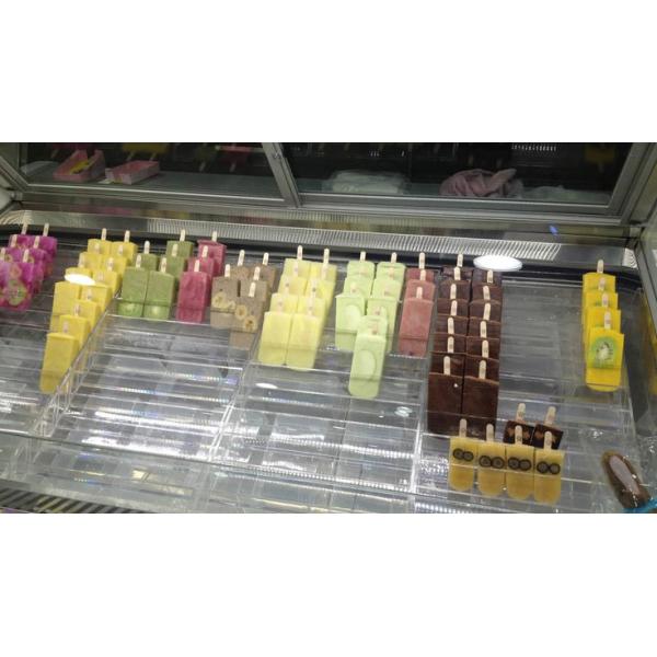 12 Pans Italian Gelato Showcase , Curved Glass Freezer For Ice Cream Display