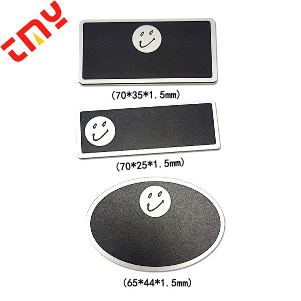 Custom Shape Smiley Face ABS Material Plastic Nametag Blackboard Resurable Chalkboard Name Badges