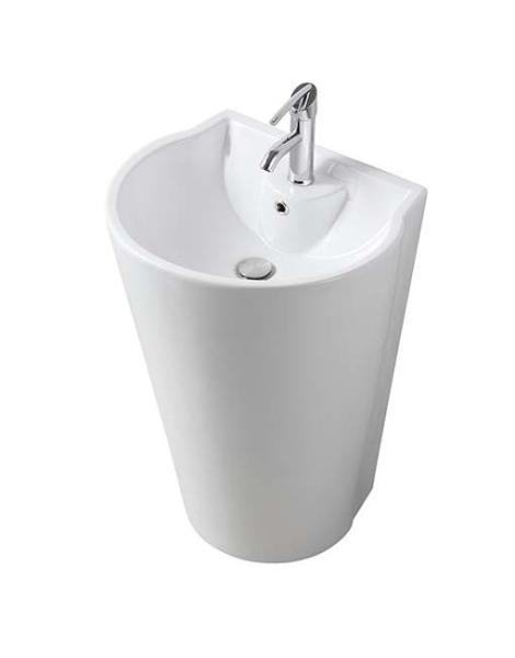 China Suppliers Great Quality Ceramic Pedestal Basins White Color With Overflow Hole Fixing To Wall