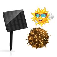 Outdoor Lawn Patio Landscape Solar Christmas String Lights 200 LED Christmas Yellow