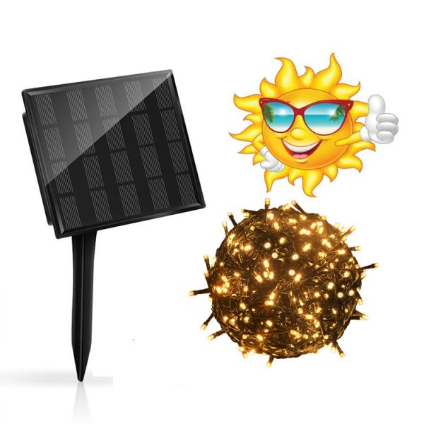Outdoor Lawn Patio Landscape Solar Christmas String Lights 200 LED Christmas Yellow