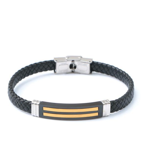 Leather rope bracelet trendy retro leather woven stainless steel men's bracelet fashionable