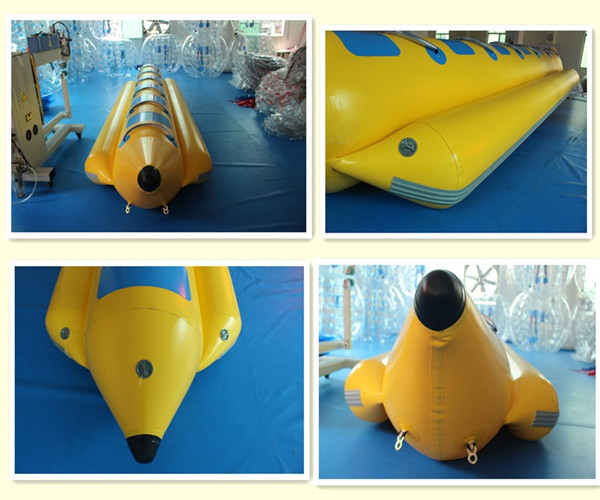 Commercial Grade Inflatable Banana Boat , Inflatable Lake Toys For Sports