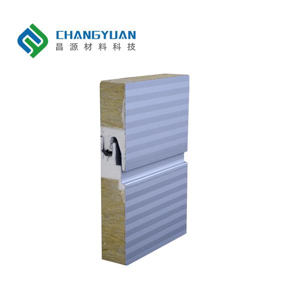 Building Exterior Wall Rock Wool Sandwich Panel With Pu Edge Sealing Long Lasting Performance