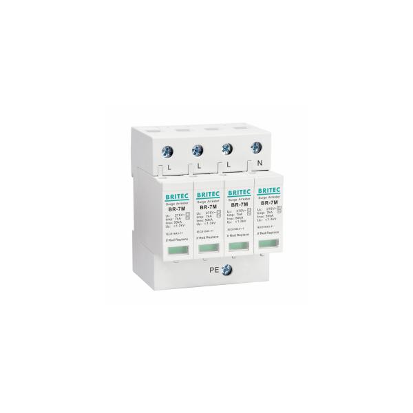 Мощьности импульса 7KA 4P 3 ограничителя перенапряжения участка промышленных, Arrester держателя рельса Din 275V