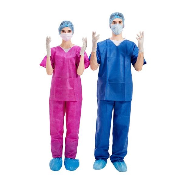Short Sleeve Doctor Disposable Scrub Suits XL L M SMS