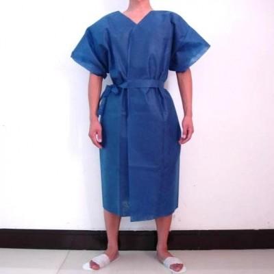 For Beauty Salon / Spa Short Sleeve Blue Plastic Isolation Gowns Prevent Pollution