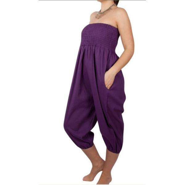 Purple Summer Women Jumpsuits And Rompers , Eco-Friendly Trousers
