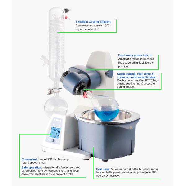 Alcohol Distillation Rotary Evaporator Stainless Steel 2L Rotovap