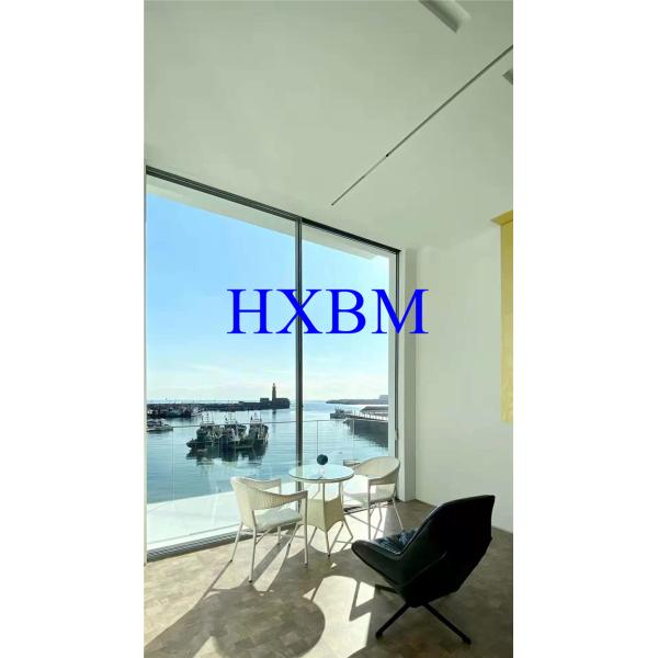 12A Glass 1.4mm Profile Aluminum Sliding Windows Wood Color Embellished