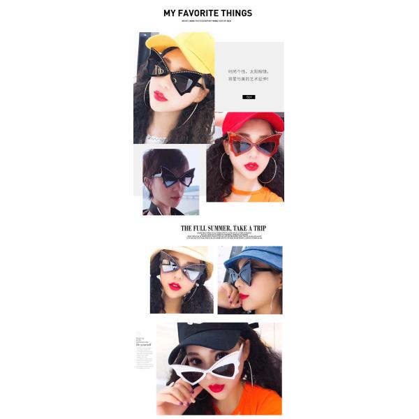 Oversized Women Bat Sharp Rivet Big Frame Sunglasses Personality Dance Party Glasses