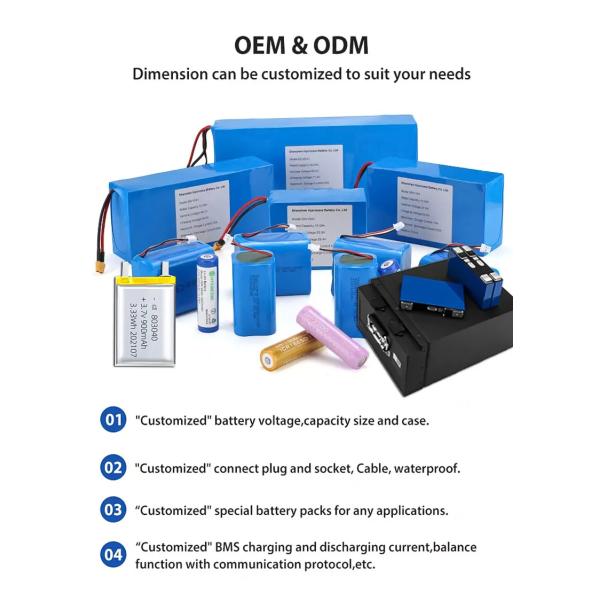 LiFePO4 Bateria de Lítio 24V 36V 60V 72V 50AH 60AH 100AH Bateria recarregável de íons de lítio OEM