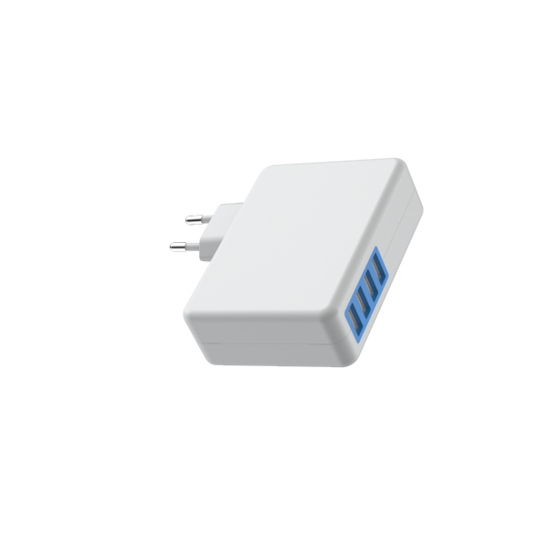 4 Port ErP 5V4.8A European USB Travel Charger Fireproof PC