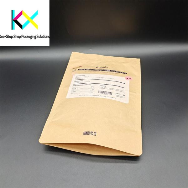 Digital Printing Resealable Kraft Paper Bags Kraft Paper Food Bags with Clear Window