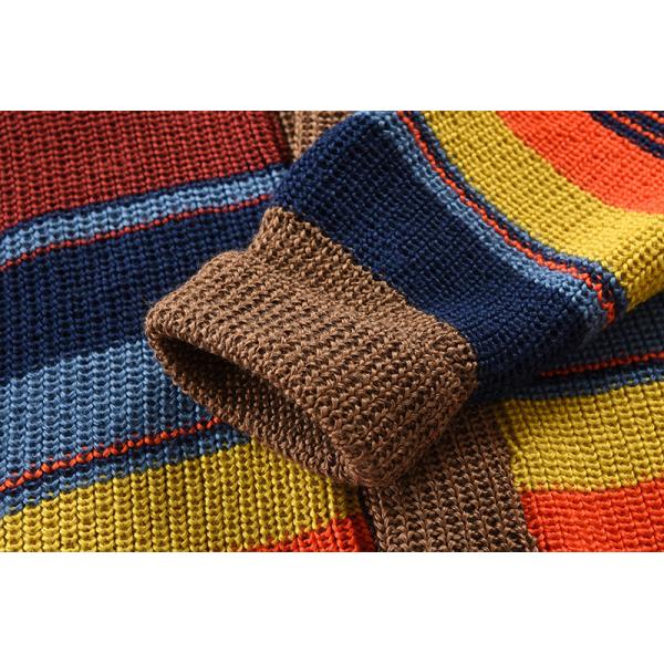 Men's Rainbow Sweater Coat Autumn and Winter Lapel Color Knit Cardigan Top Performance