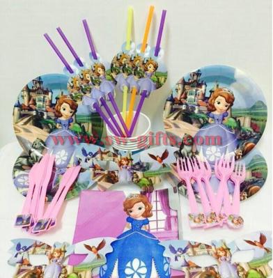 Sofia the First Kids Birthday Decoration Set Princess Theme Party Supplies Baby Birthday Party pack for 6 people