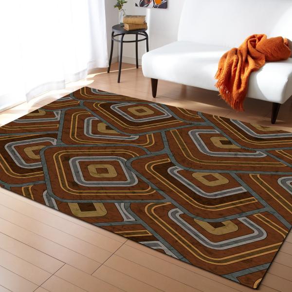 Colorful Square Mat Black Polyester Fiber Bedroom Floor Carpets Living Room Dining Room Floor Mat
