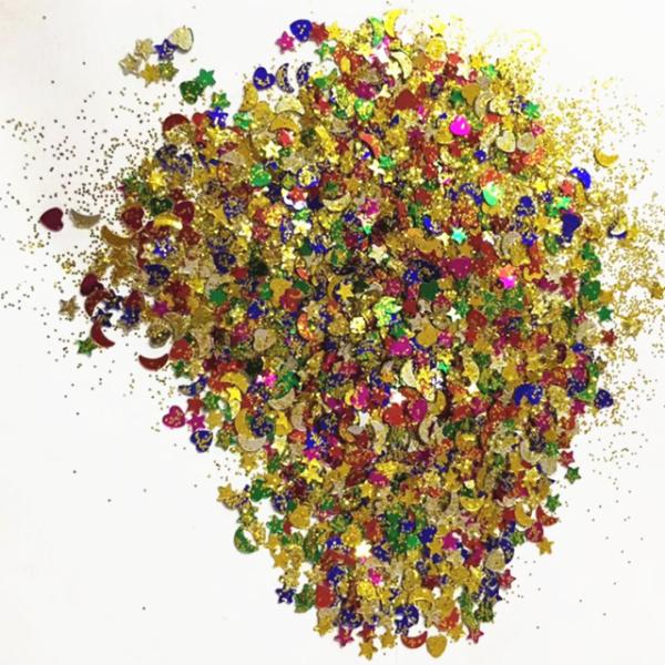 Person Christmas Eye Shadow Glitter Mixed Chunky Sequins PVC Moon Heart Pentacle Drip Filler Cosmetic Garment Christmas