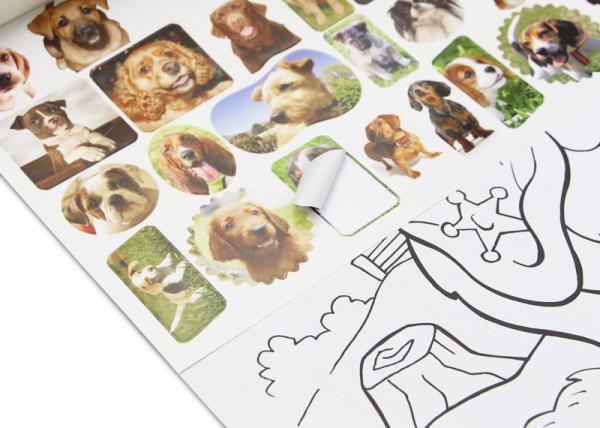Kids Custom Coloring Book Printing , Animal Cartoon Sticker Coloring Book