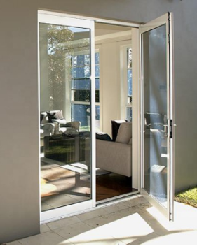 PVDF Coated Aluminium Casement Doors , Toughened Glass External Doors Anodized