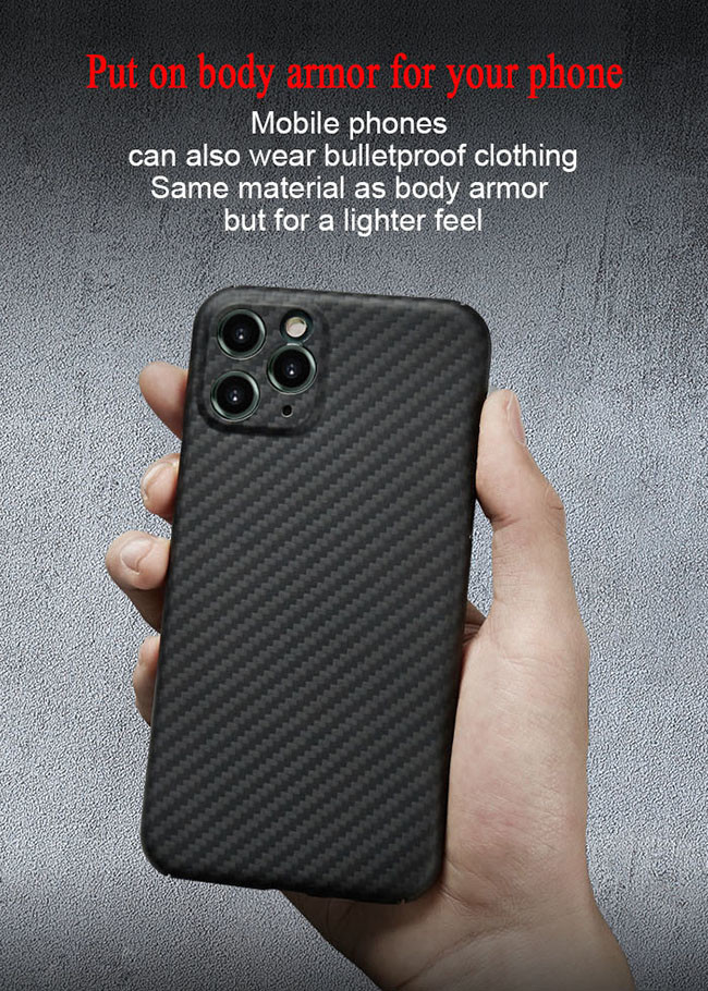 Случай телефона волокна углерода случая Aramid iPhone 11 военной ранга материальный