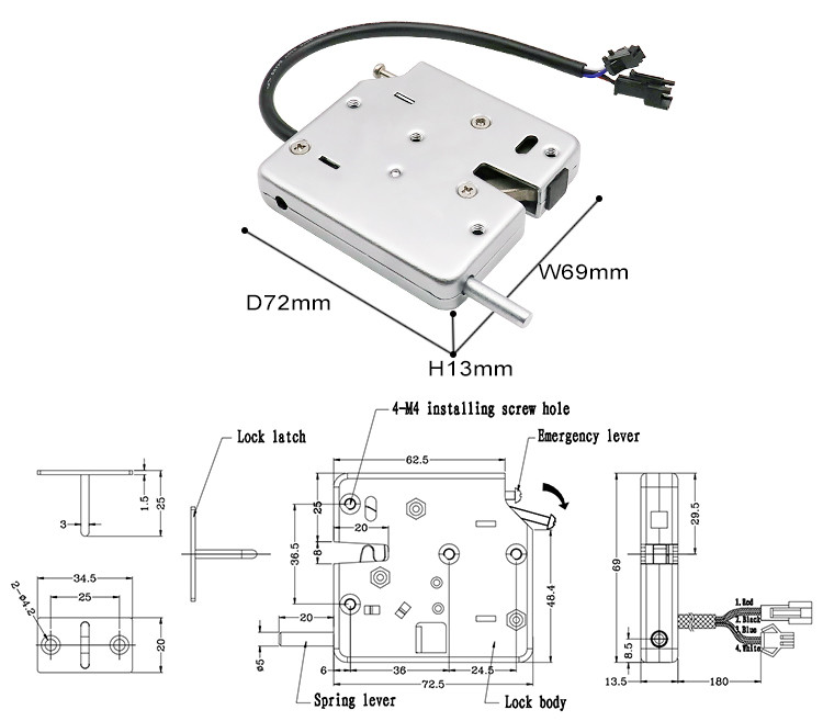 Замок шкафа соленоида OEM 12V с обратной связью состояния