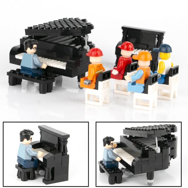 City home accessories bricks hotel decoration grand piano musical instrument models building blocks