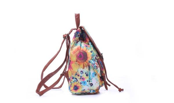 2016 Hot Ladies European and American printing canvas backpack straps pocket