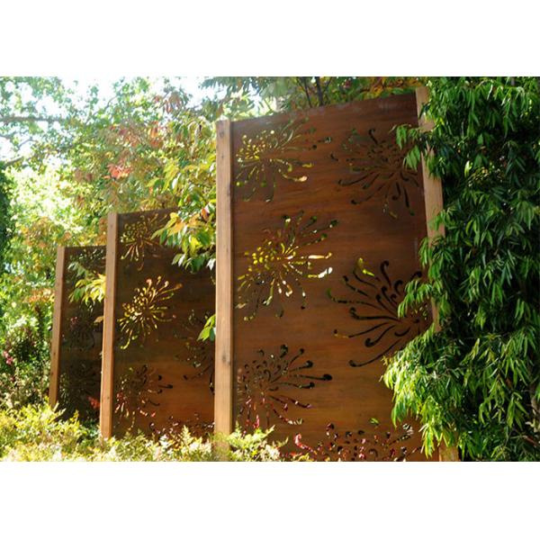 External Decorative Corten Steel Garden Screens With Chrysanthemum Pattern