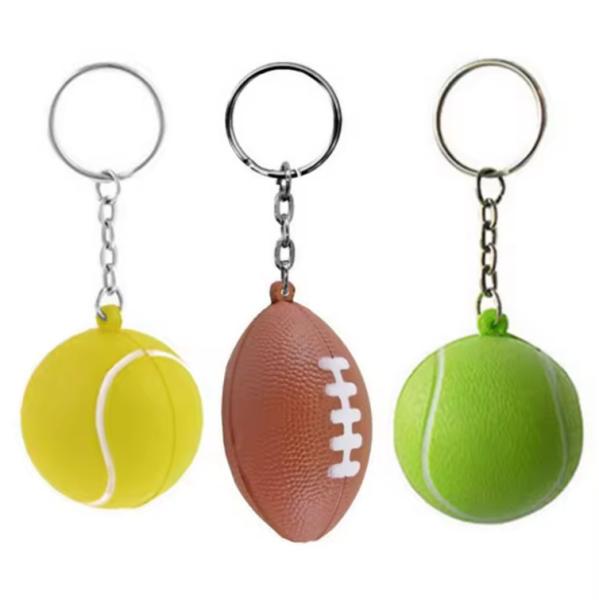 Custom Logo PU squishy Stress Ball Keychain PU Foam Basketball Football Soccer