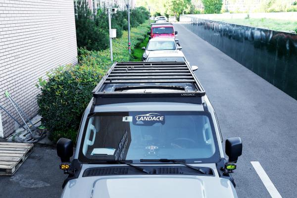 Landace Logo 4x4 Vehicle Exterior Accessories Aluminum Wind Fairing Roof Rack Tray Platform Luggage Bracket For Tank 300 BLACK