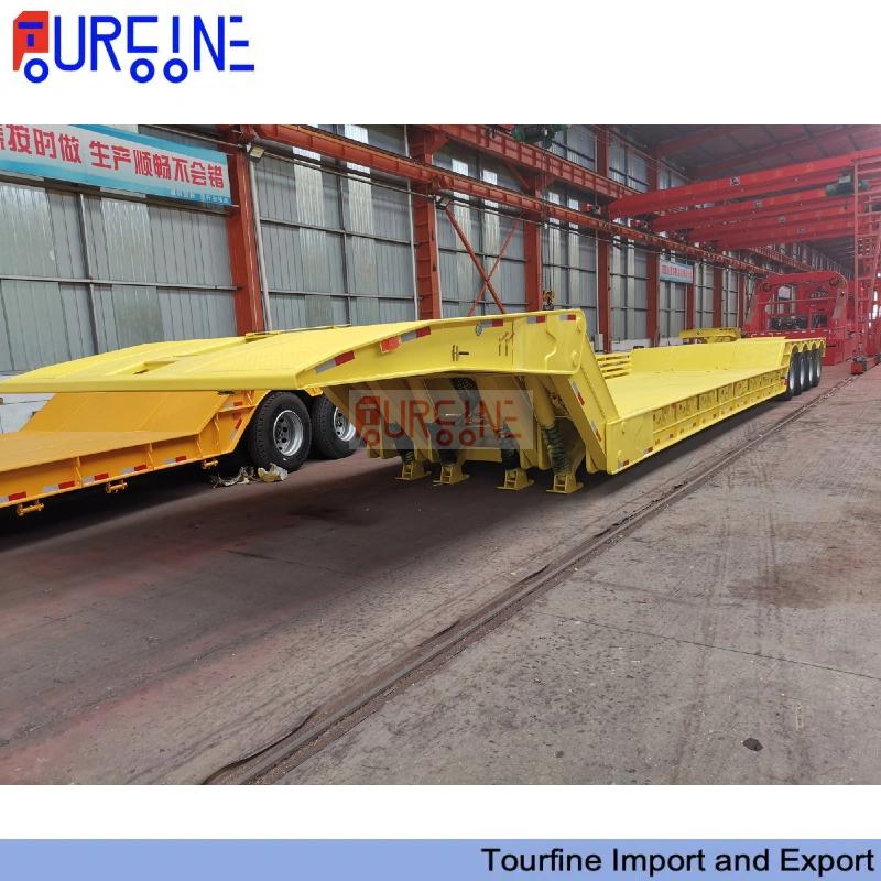 2 Axle 50 Ton Folding Gooseneck Low Bed Semi Trailer for Heavy Equipment Transport
