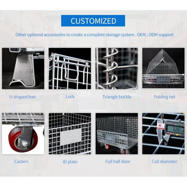 1200kg  Stainless Steel Collapsible  Galvanised  Wire Mesh Storage Cage