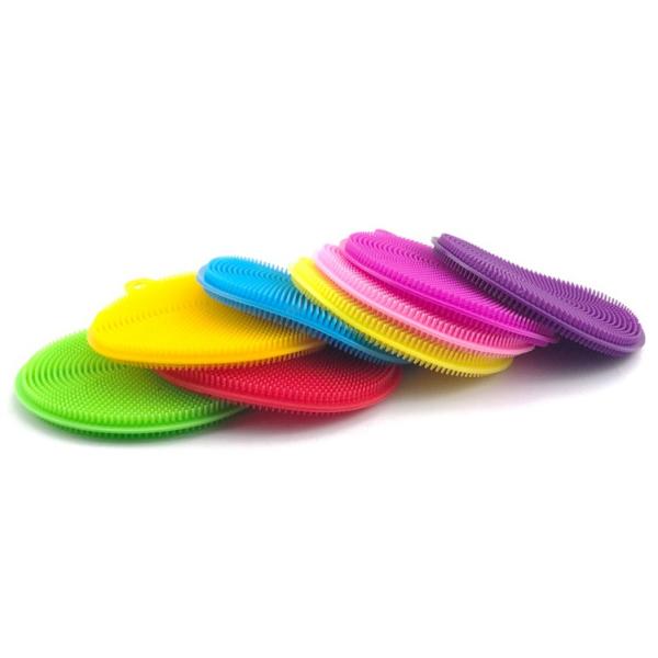 Flexible Bristles Silicone Kitchen Brush Sponge Reach Almost Any Corner