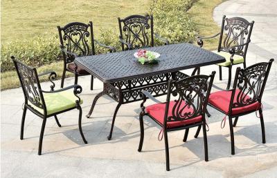 Leisure  Garden Cast Aluminum 6 Seater Outdoor Furniture Table And Chair Set Garden Furniture