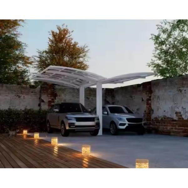 Aluminum Carport Metal Garage Tent Durable Polycarbonate Arched Roof Waterproof Outdoor Parking Shelter Powder Coated