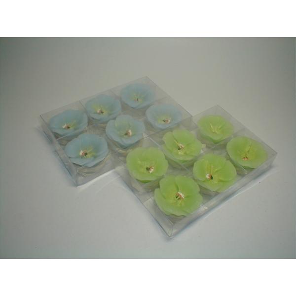 Blue green and orange paraffin material pansy flower candle handmade color drawing