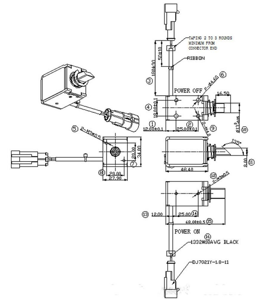 Соленоид открытой рамки DC12V