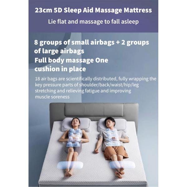 Adjustable Smart Mattress for Better Sleep 8H 5D Massage Vibration and Remote Control