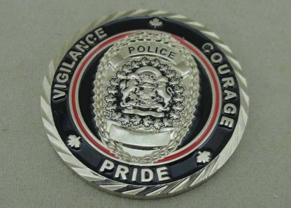 3D Rope Edge Antique Metal Coin Hard Enamel Silver Policeman Coin Souvenir Challenge Die Casting Coin