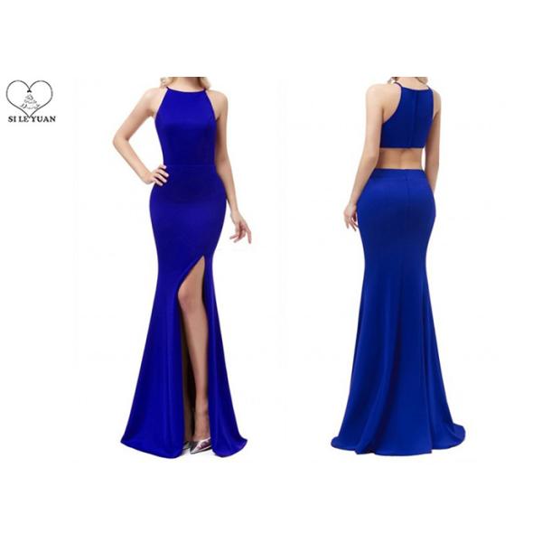 Mermaid Wedding Bridesmaid Dresses Floor Length High Slit Wine Elastic Fabric