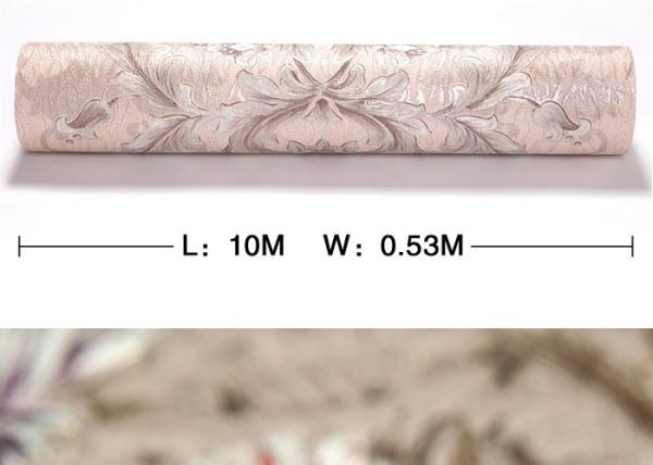 Embossed Light Pink Living Room Wallpaper with Washable Vinyl Material , CE ISO Listed
