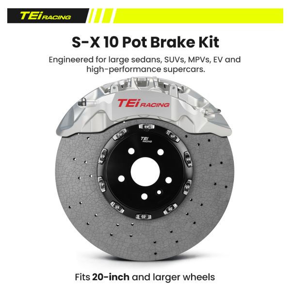 TEI BBK S-X Auto Brake System Carbon Ceramic Brake Rotor Modified Car Front 10 Pot Brake Caliper Kit for Range Rover