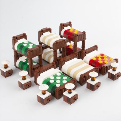 MOC single bed home furniture accessories mini building blocks compatible with legoinglys