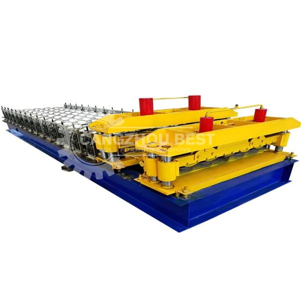 High Speed Galvanised Roofing Sheet Roll Forming Machine With Hydraulic Cutting