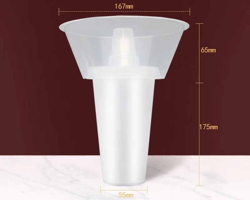 ODM Plastic Milk Tea Cup with Snack Tray on Top
